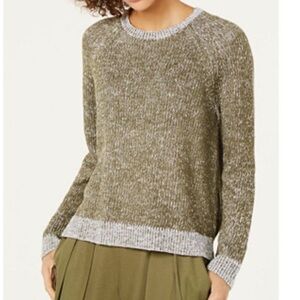 Eileen Fisher Olive and Gray Crew Neck Sweater